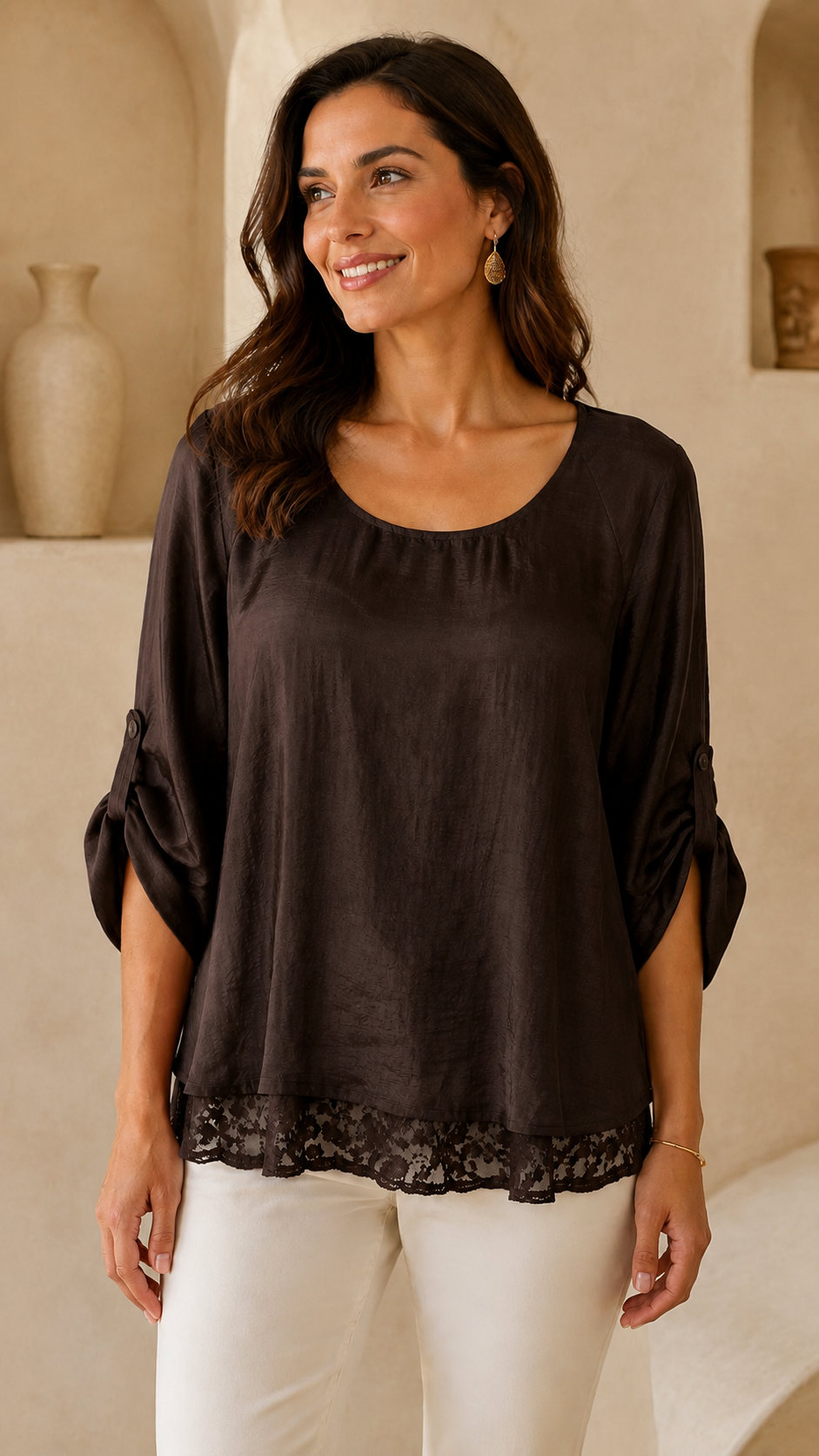 Brown Italian Boho Lace Set