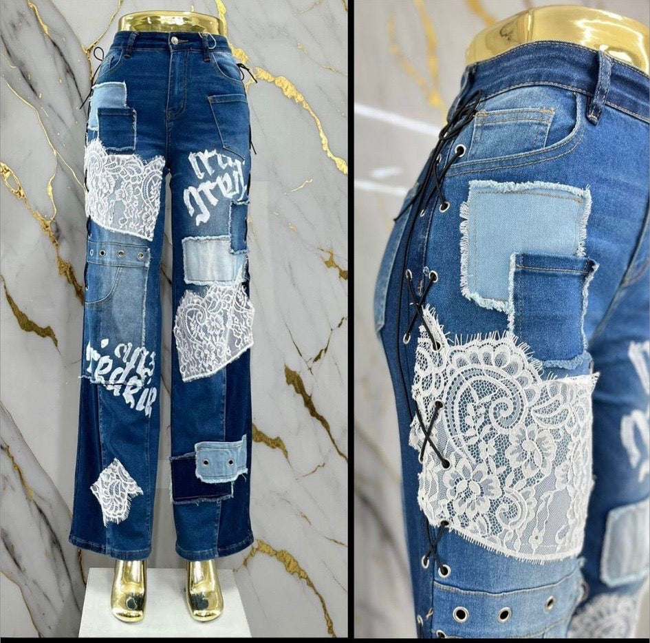 Denim With Lace Patches