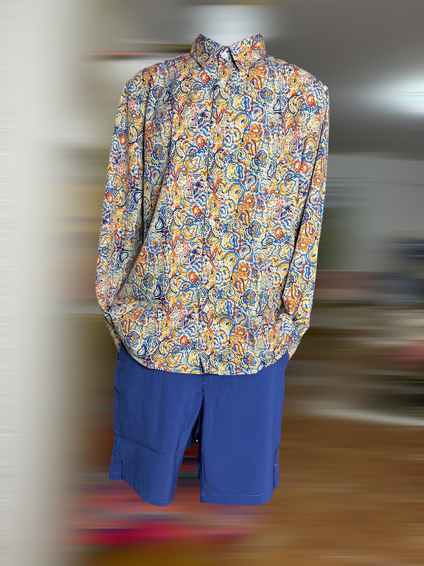 Men's shirt with long sleeves in print