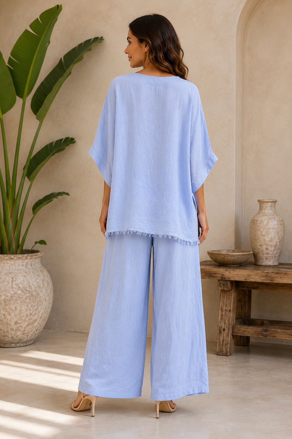 Sky Blossom Italian Linen Set