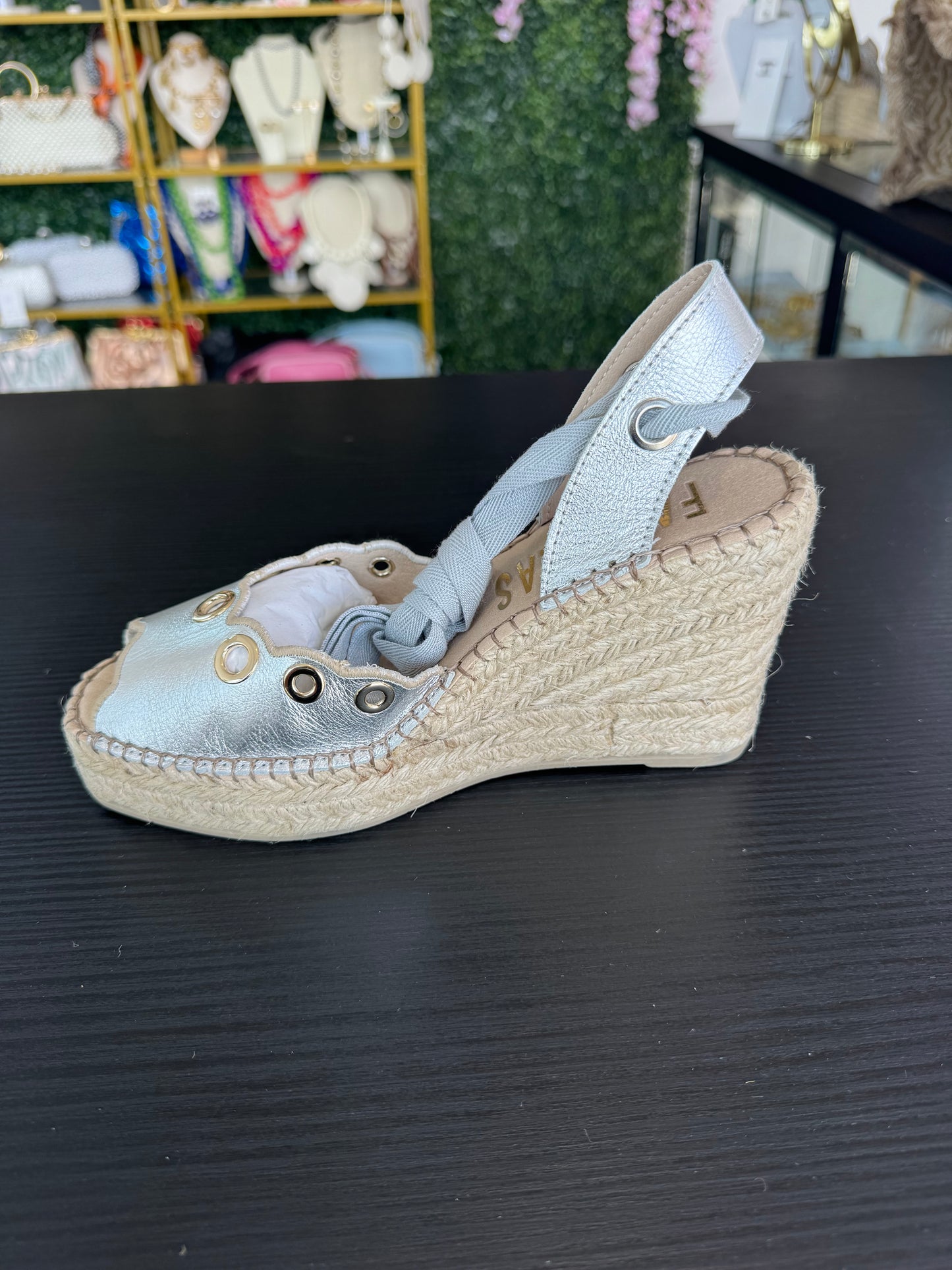 Espadrille Silver Upper With Gold accent Fabiolas