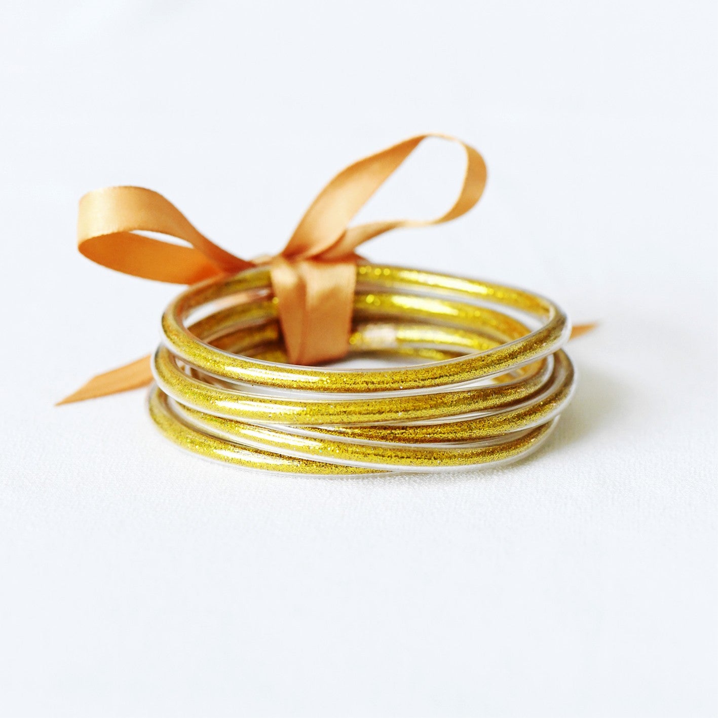 Glitter Jelly Tube Bangles Gold