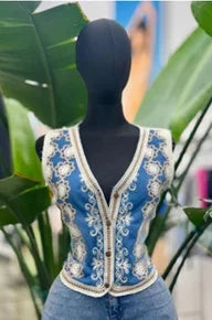 Embroidery Denim Vest