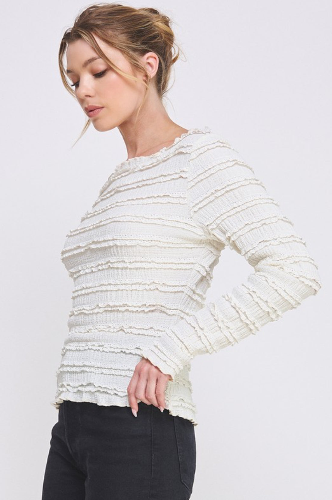 Layered Ruffles Lace Blouse