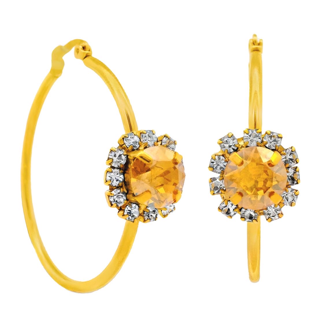 Mini Bianca Hoops In Clear And Caramel