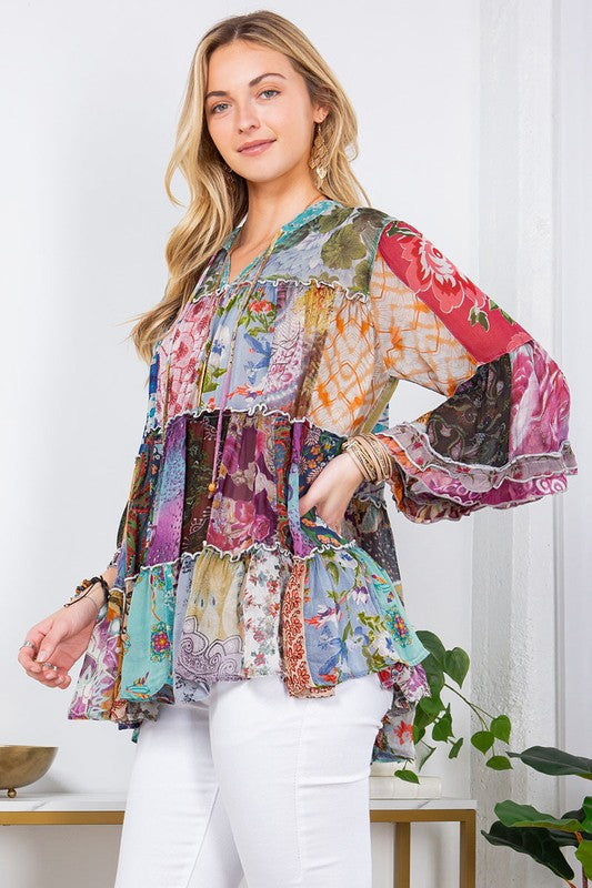 Bohemian 3/4 Top In Grey