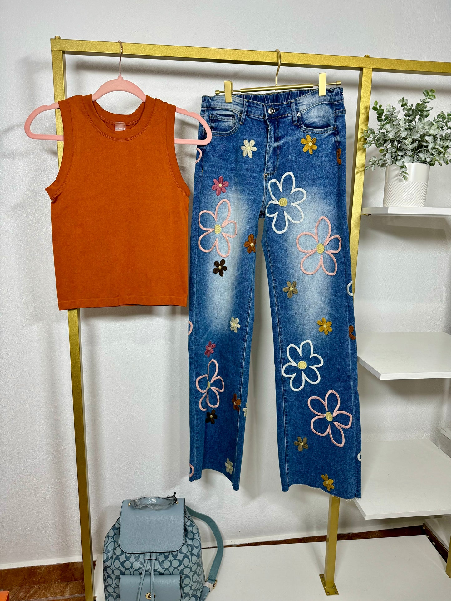 Denim with Floral Embroidery