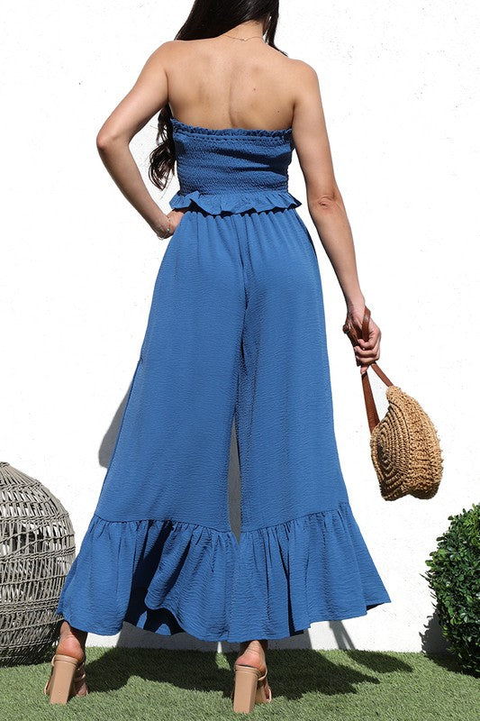 Smocked Top And Pant Set Indigo Blue