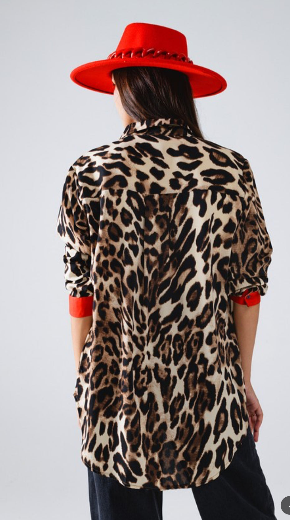 Leopard Shirt With Red Button Placket