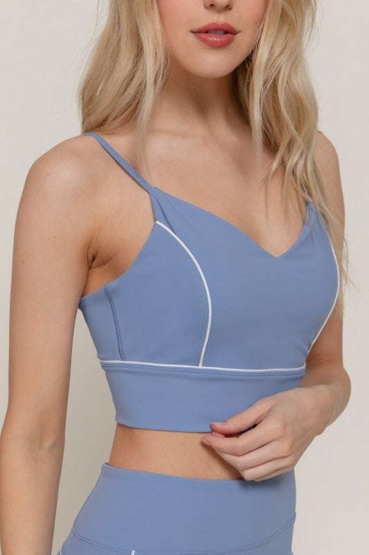 V-neck Pipinv Workout Cami Bra-top In Blue