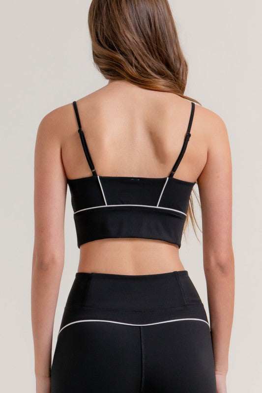 V-neck Pipinv Workout Cami Bra-top In Black