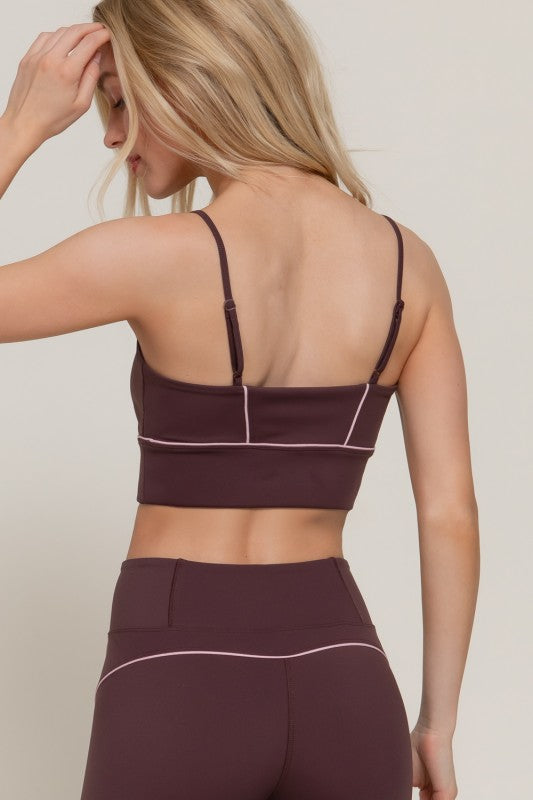 V-neck Pipinv Workout Cami Bra-top In Brown