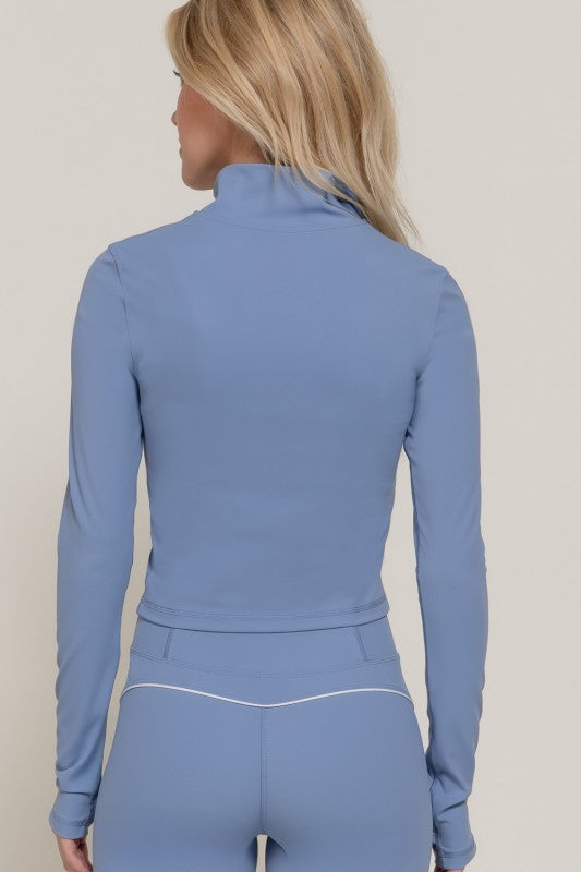 Long Slv Piping Active Wear Jacket In Blue