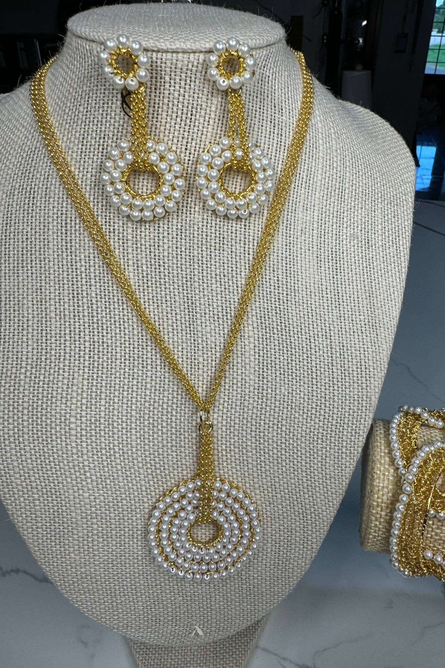 Lavish Gold Plated With Pearls Earrings