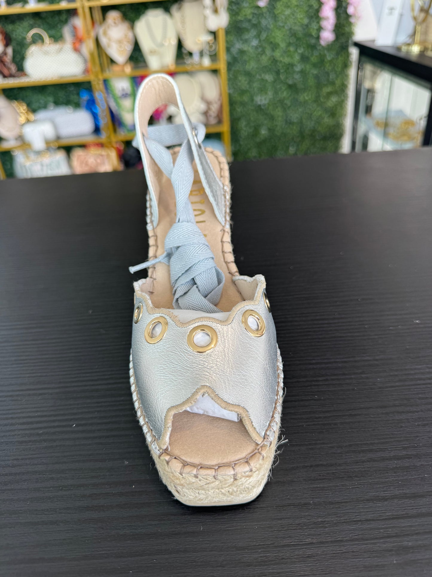 Espadrille Silver Upper With Gold accent Fabiolas