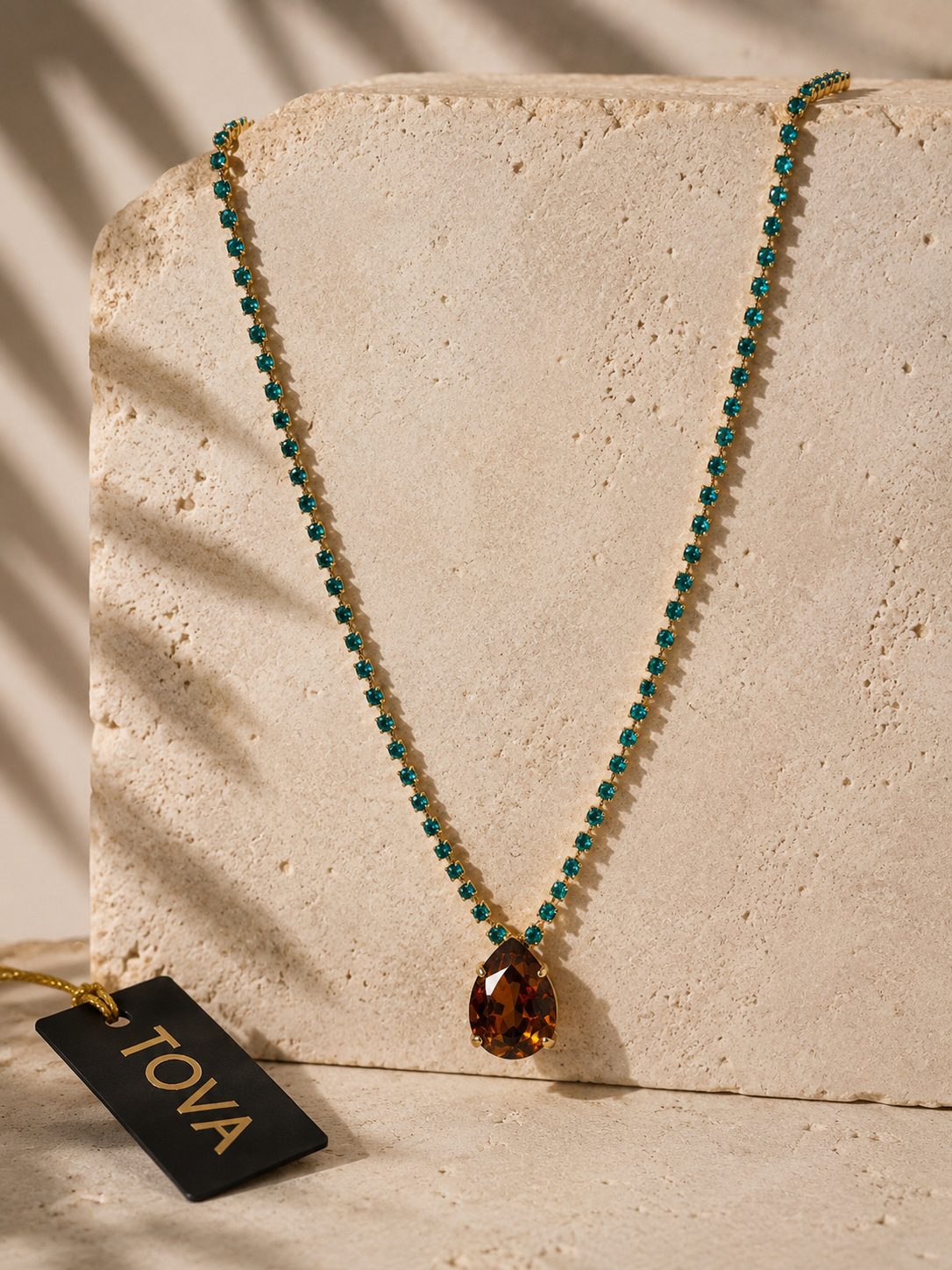 Blue and Brown Signature Teardrop Necklace