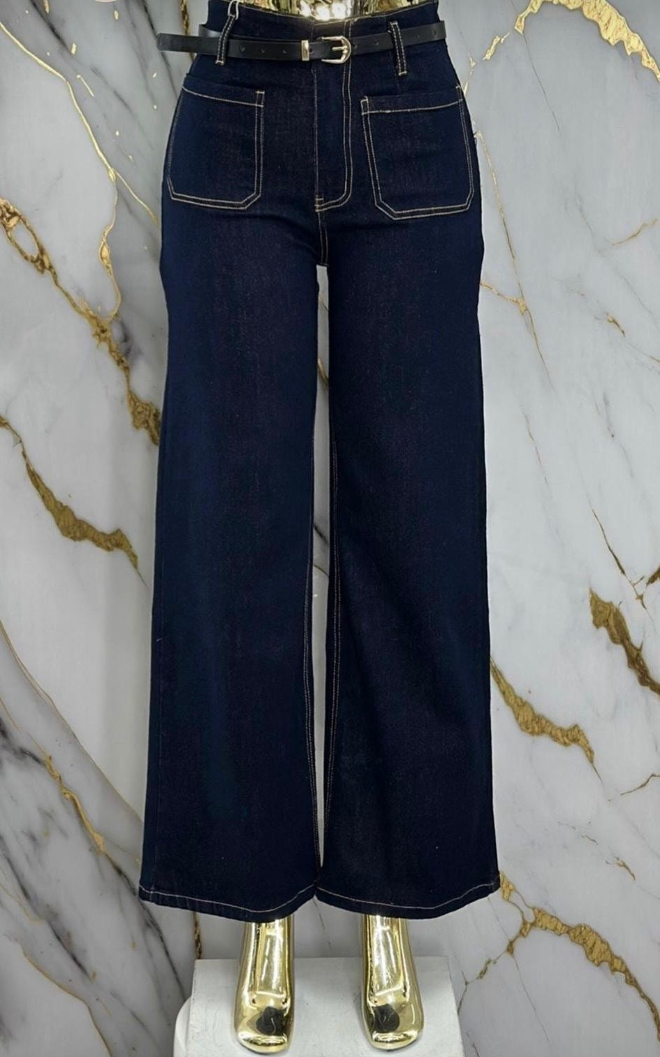 Dark Blue Denim With Belt