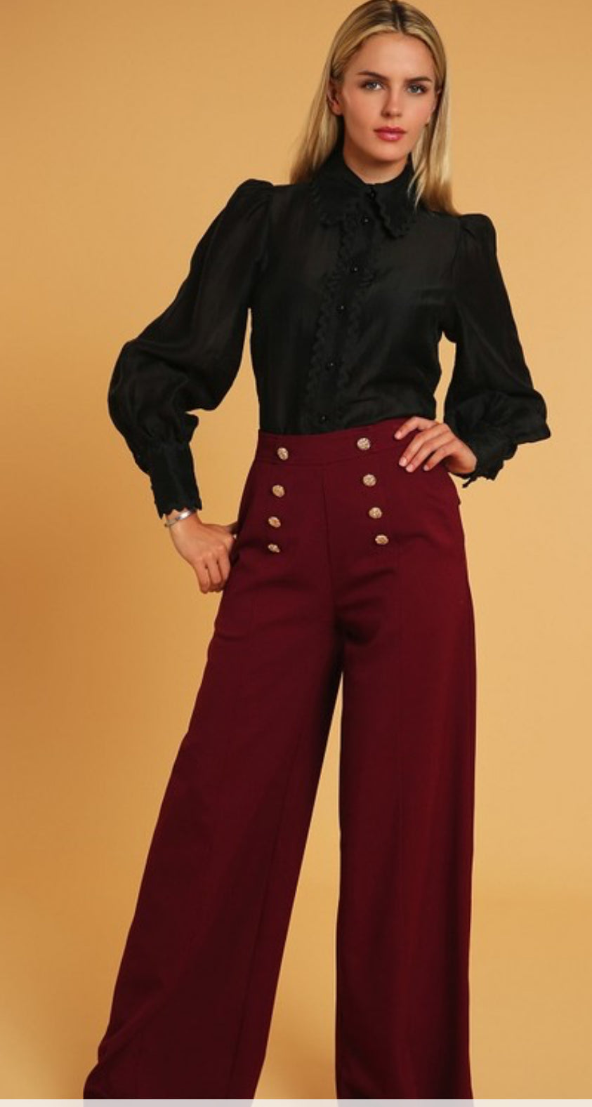 Dress Pants with buttons in Burgundy