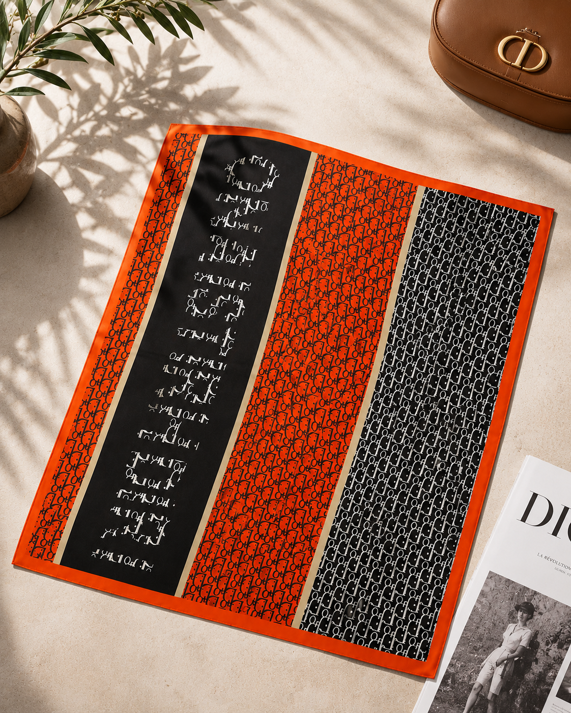 Luxury Designer Inspire Scarf in Orange and Brown