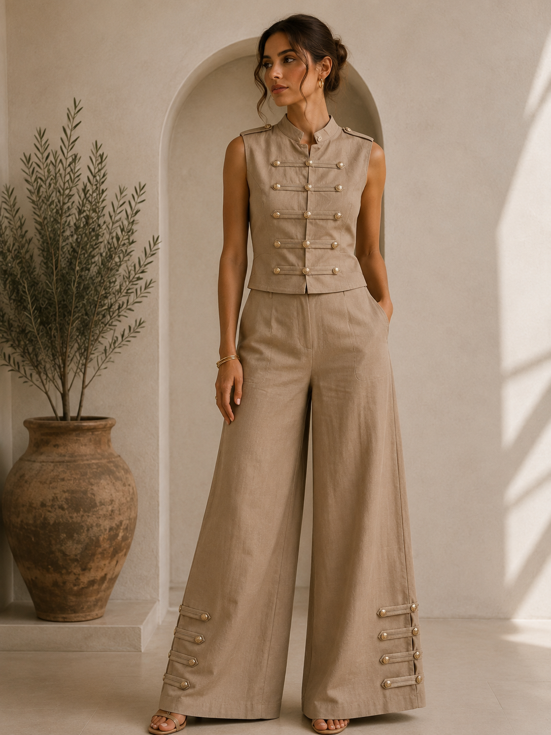 Golden Safari Military Chic Set Beige