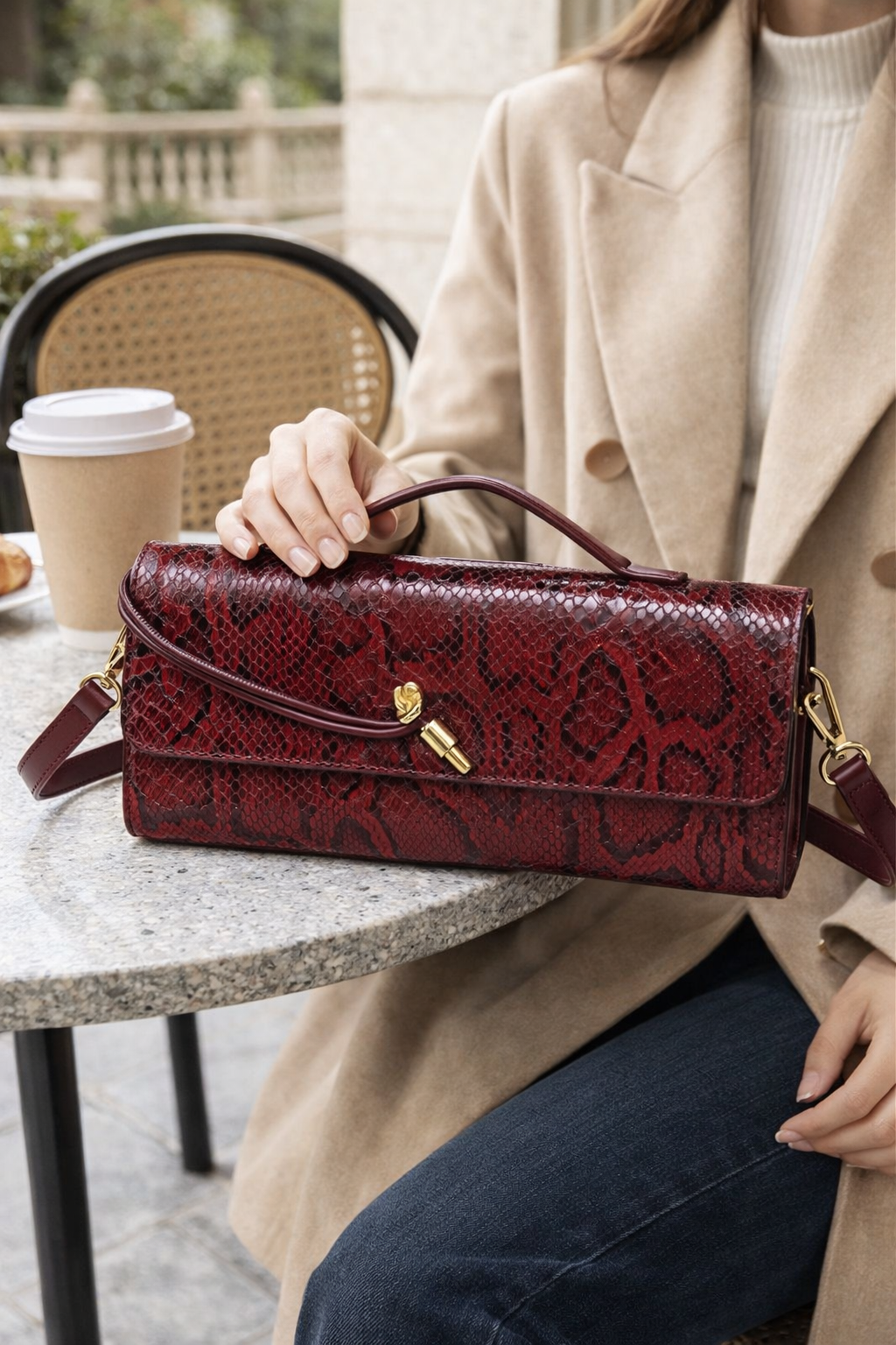 Inspired Red Snake Clutch