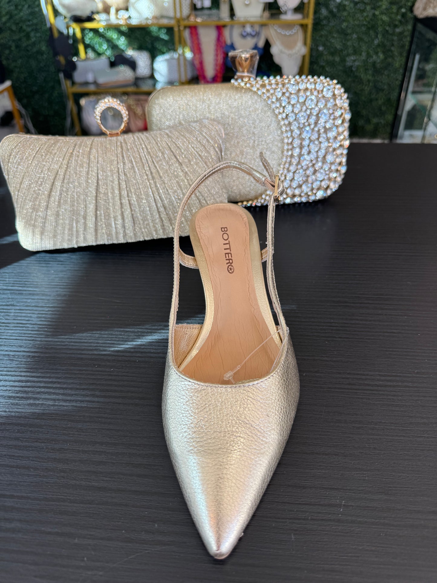 Bottero Leather Gold Shoes