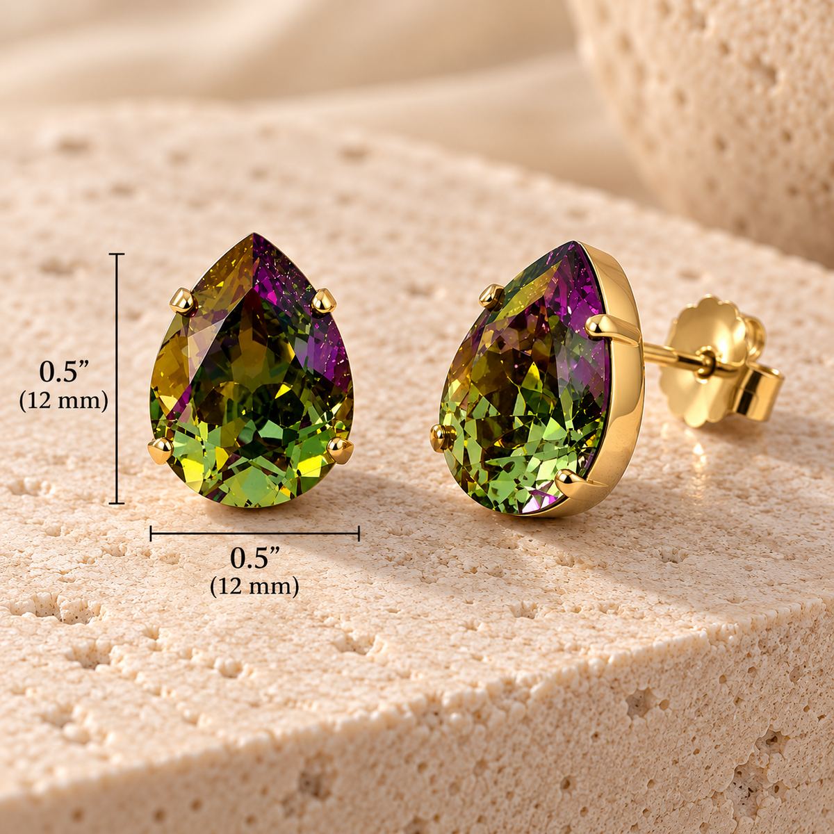 TOVA Lumi Studs in Olive Aurora