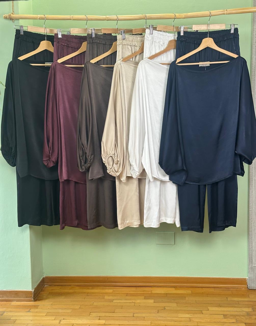 Italian Satin Set Navy