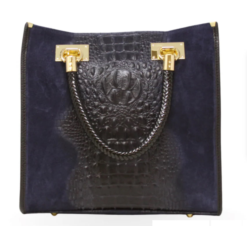 GENUINE ITALIAN LEATHER PORTFOLIO BAG NAVY