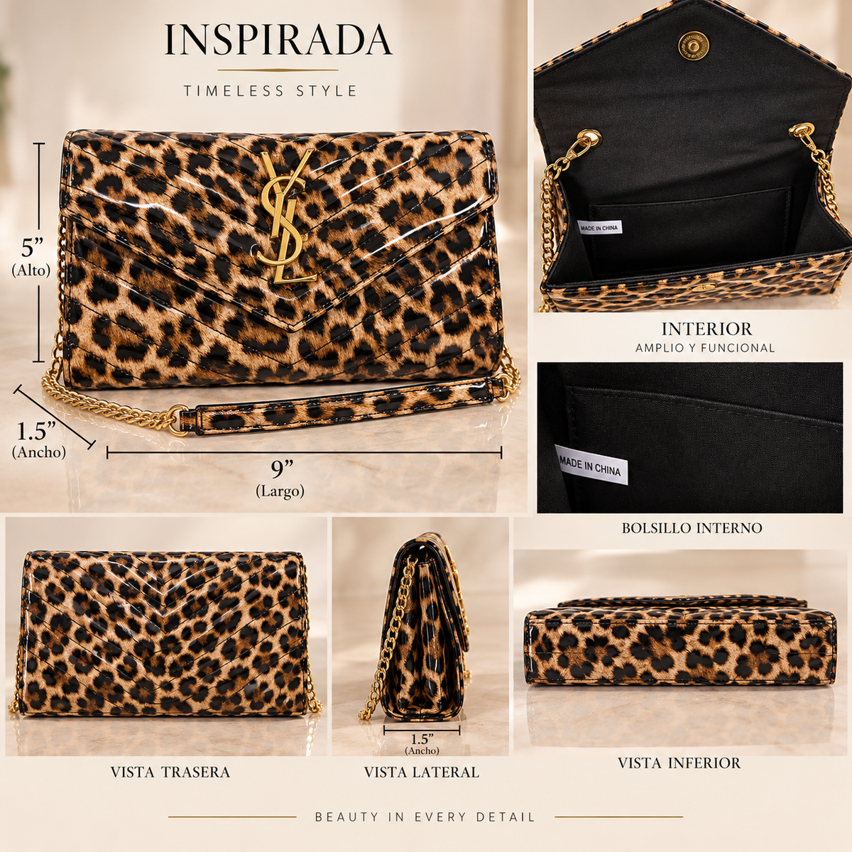 Leopard Luxe Clutch Designer Inspired