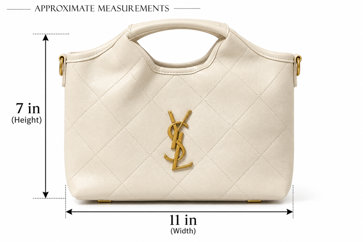 Designer-Inspired Quilted Top Bag Beige