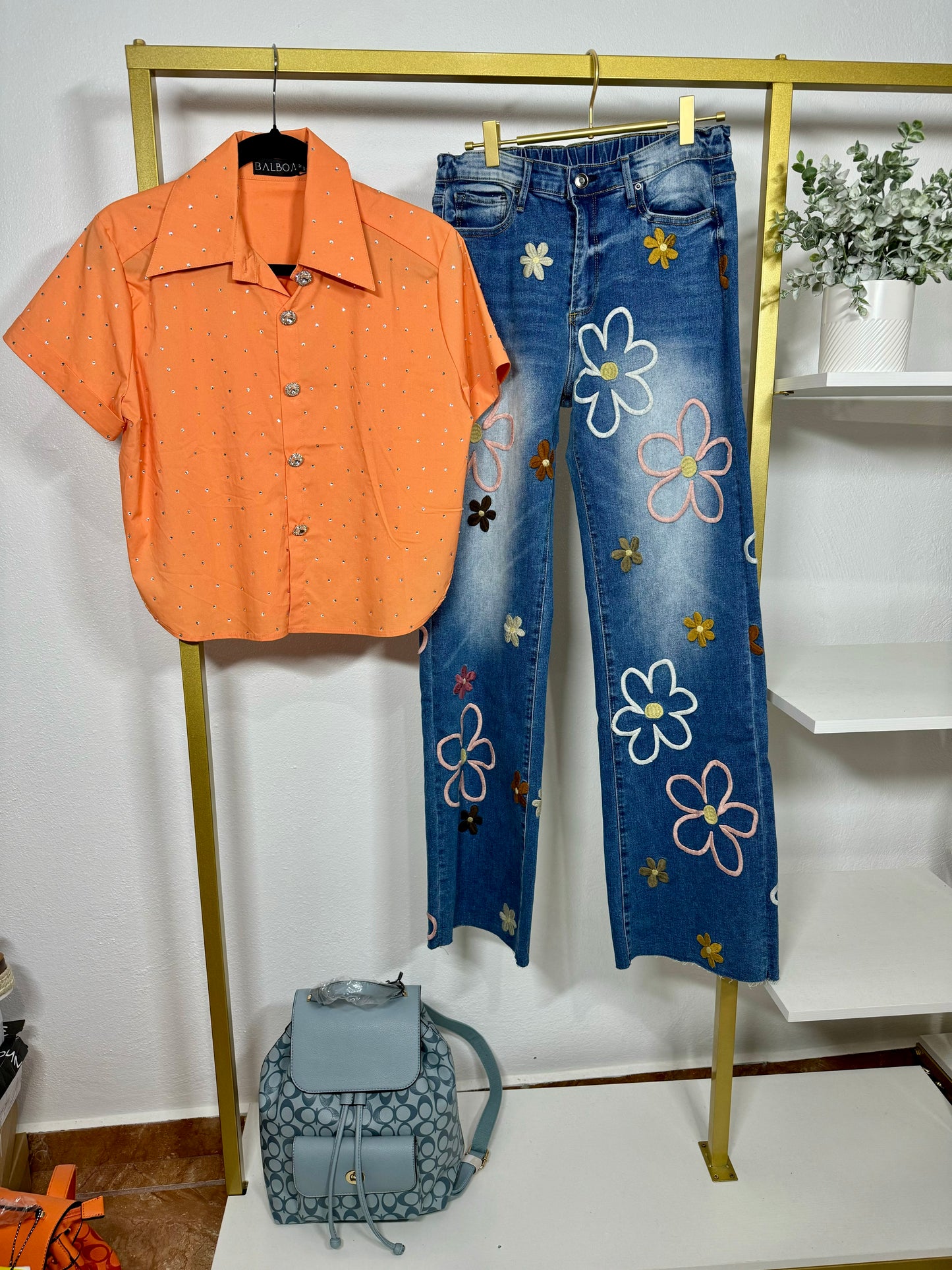 Denim with Floral Embroidery