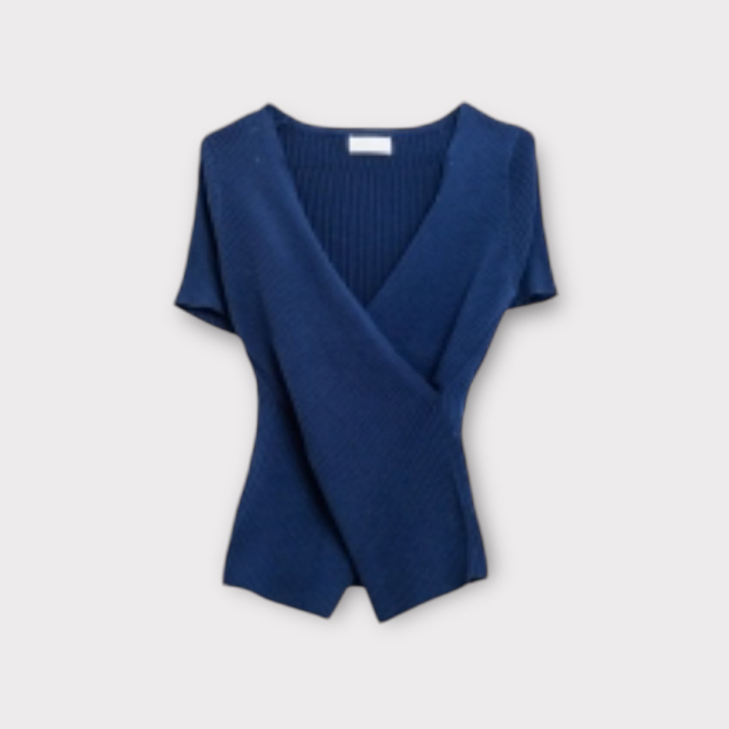 Blue t-shirt with crossed front and V-neck