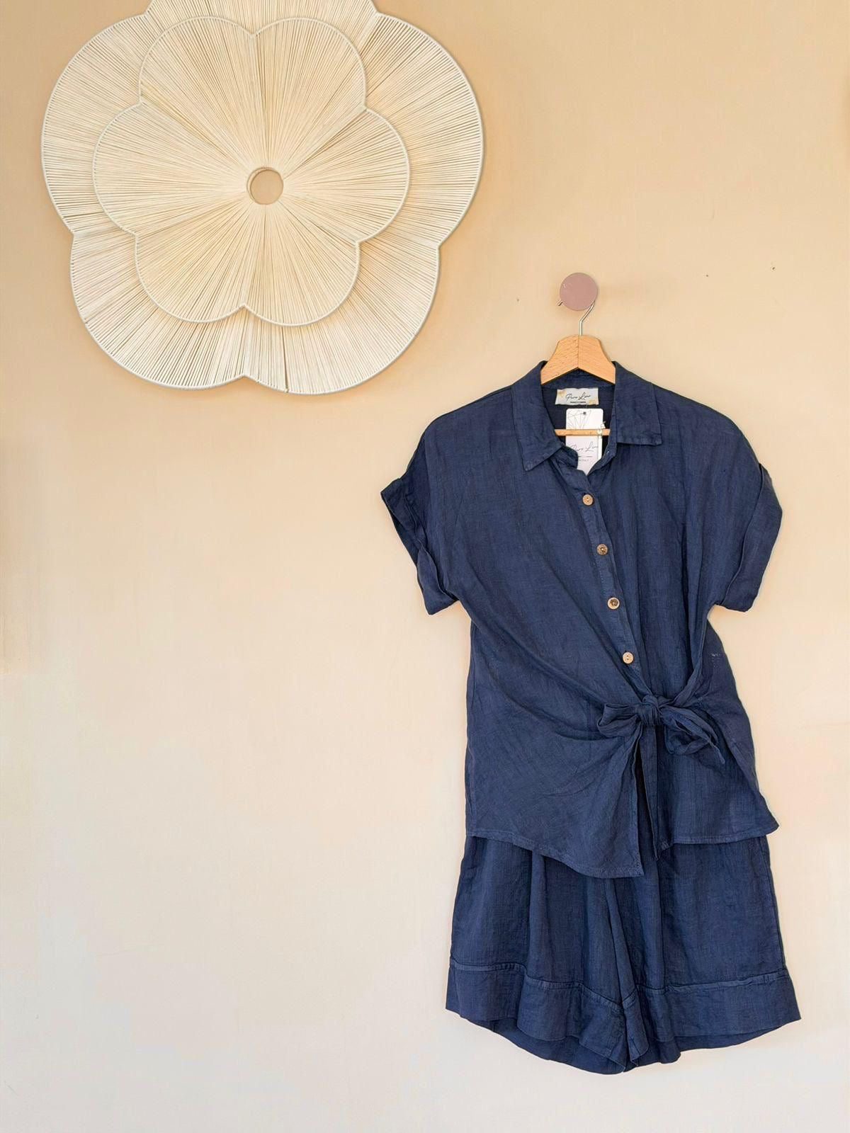 Navy Knot Blouse
