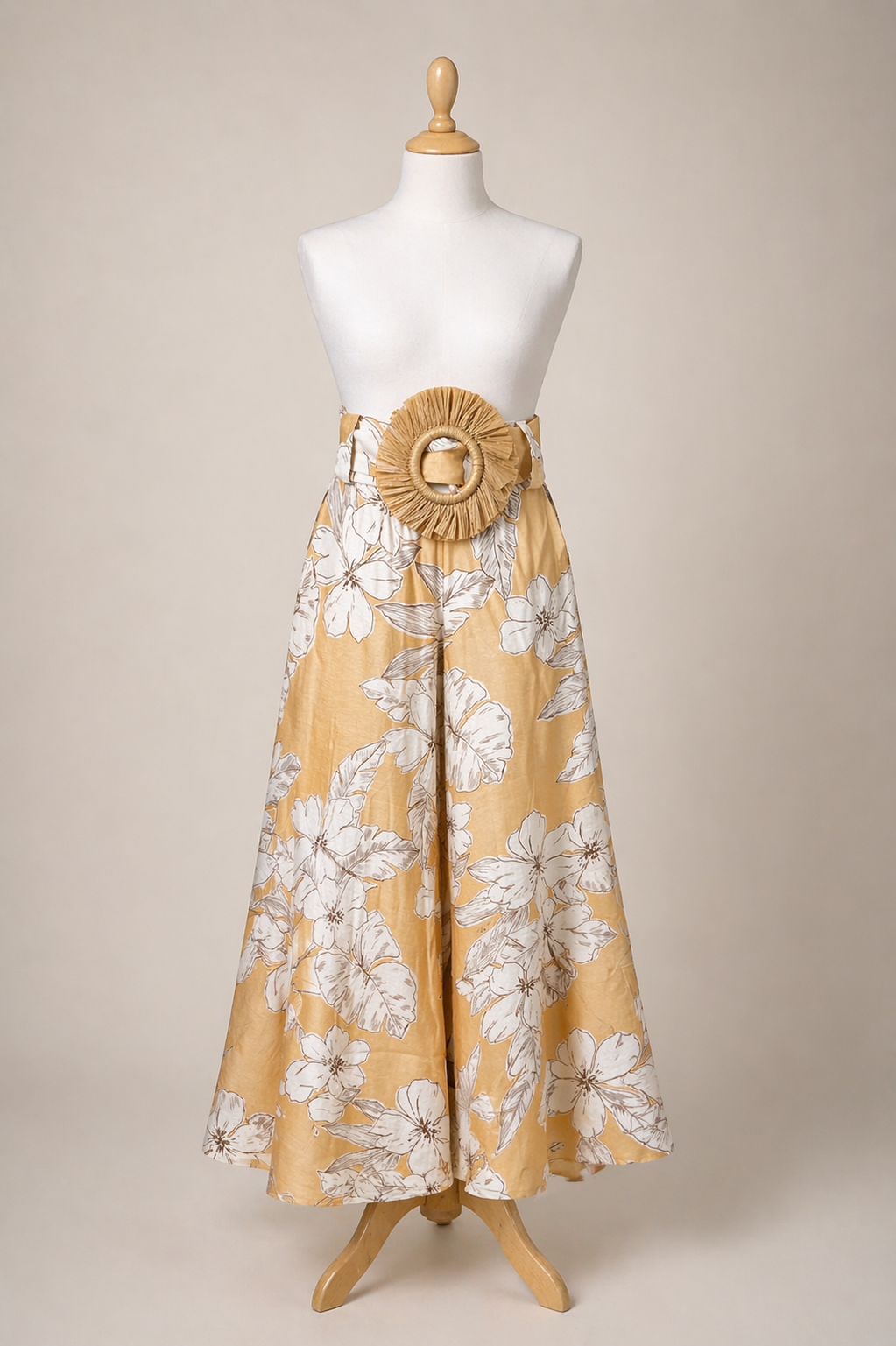 Flower Palazzo With Sumer Belt Beige