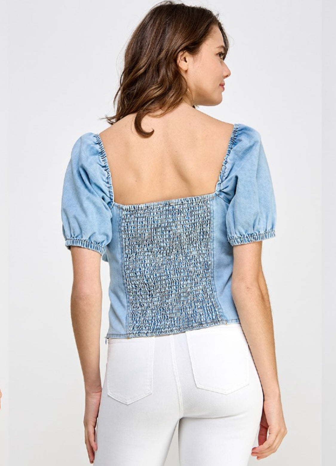 Flowers 3D Denim Top