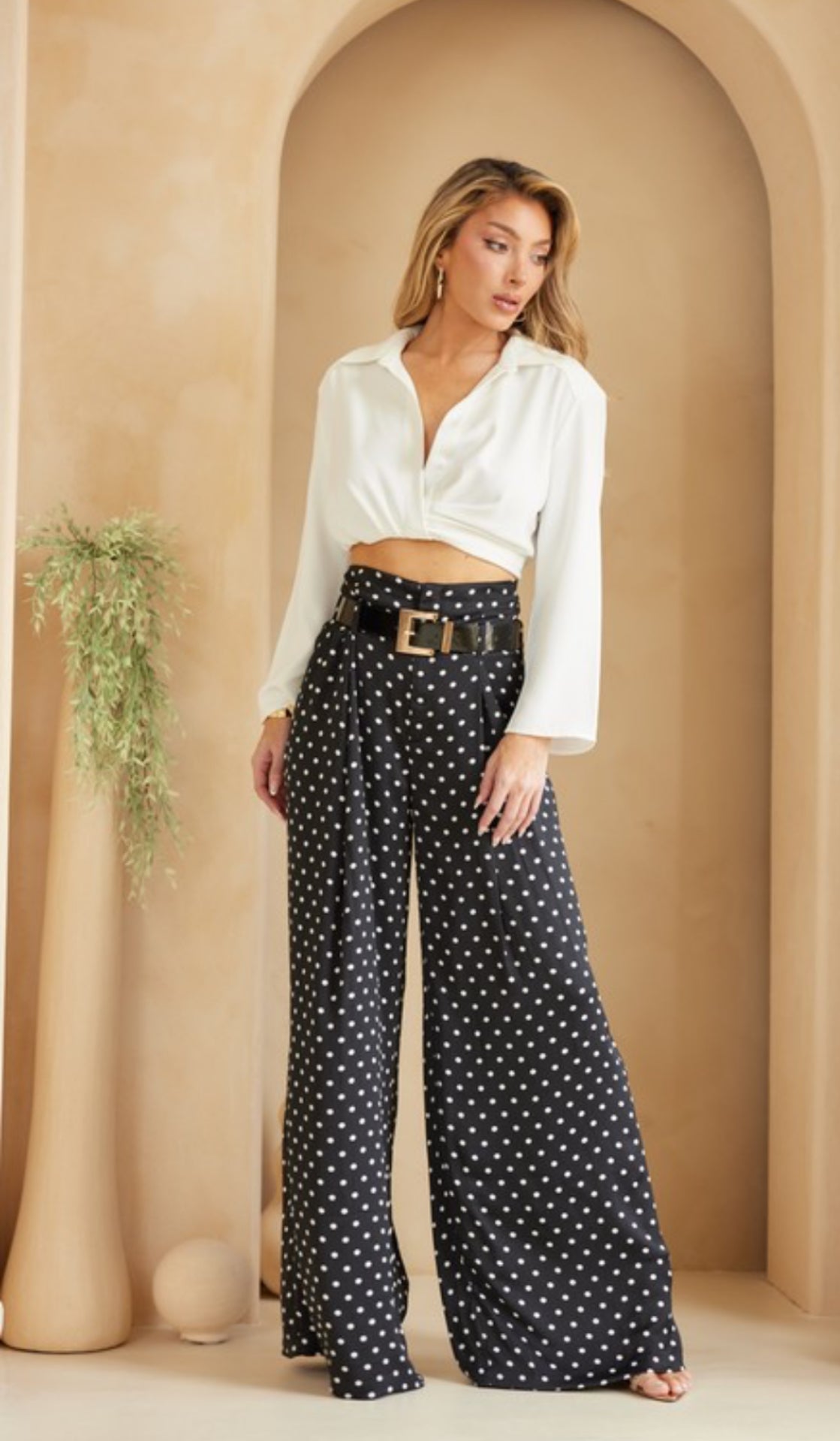 Polka Dots Palazzo with Belt