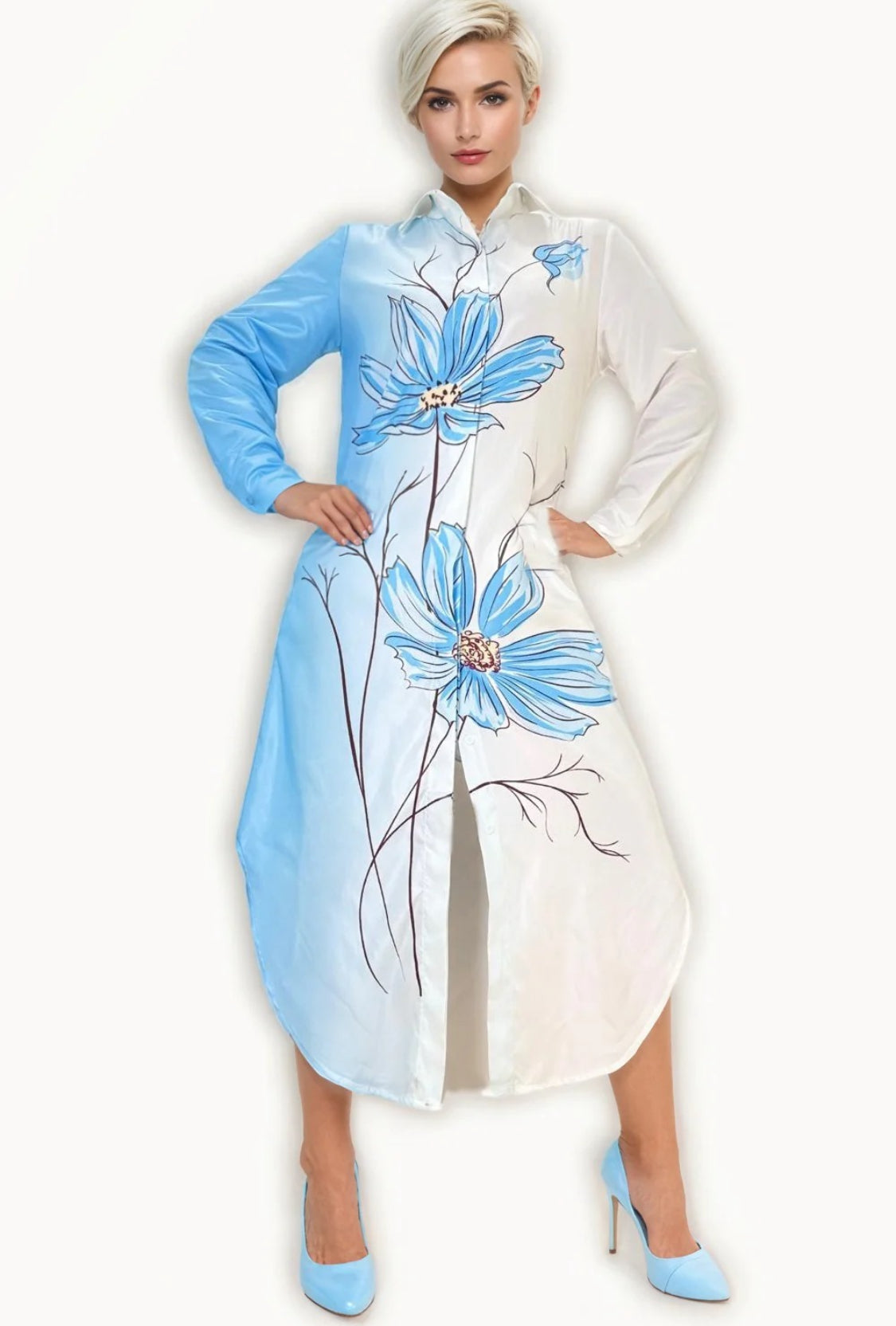 N by Nancy Dress With Flowers Print Blue