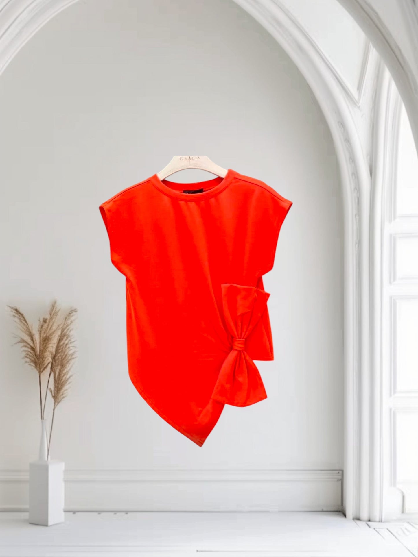 Gracia Orange Top With Bow