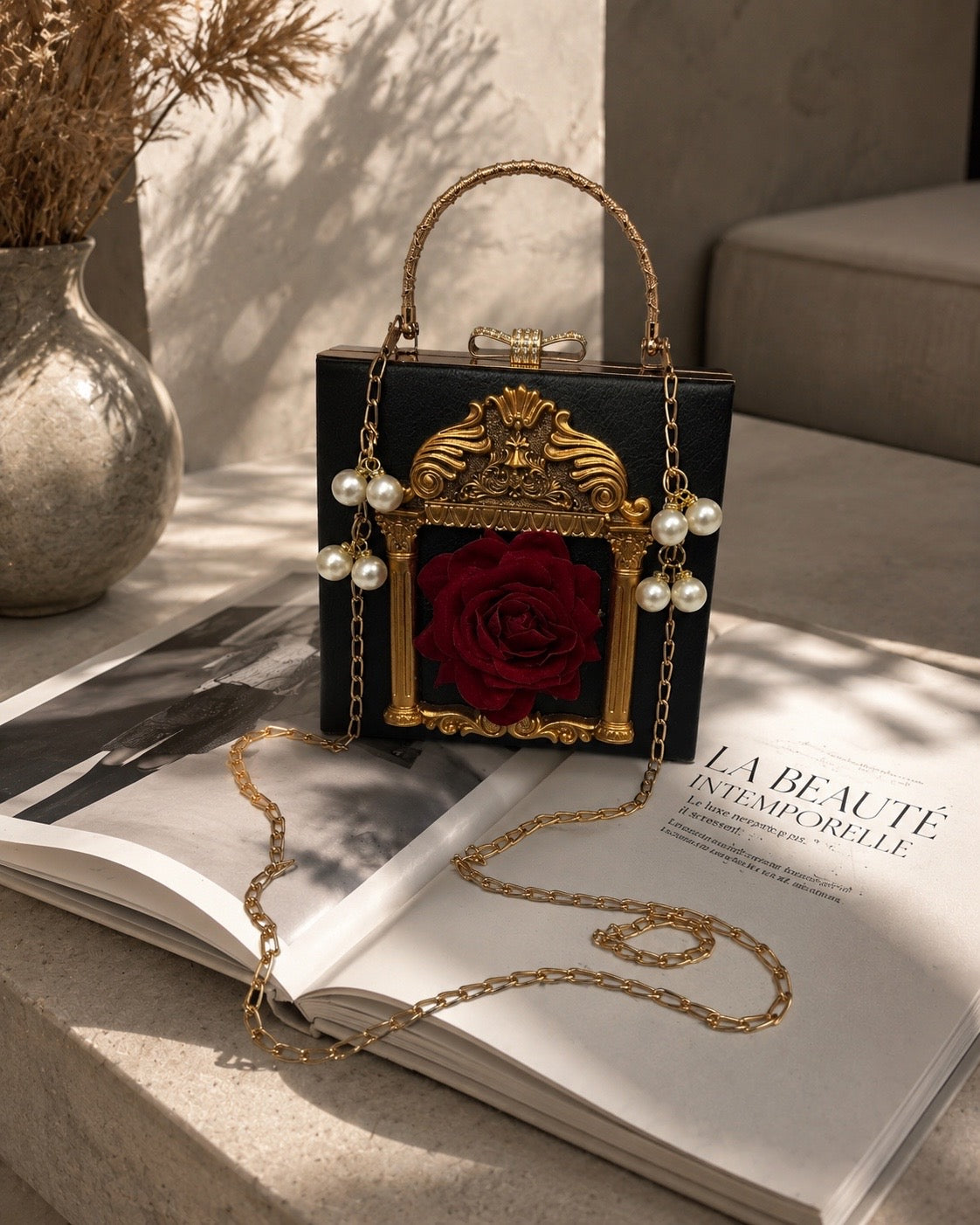 Luxury Designer-Inspired Rose Evening Bag