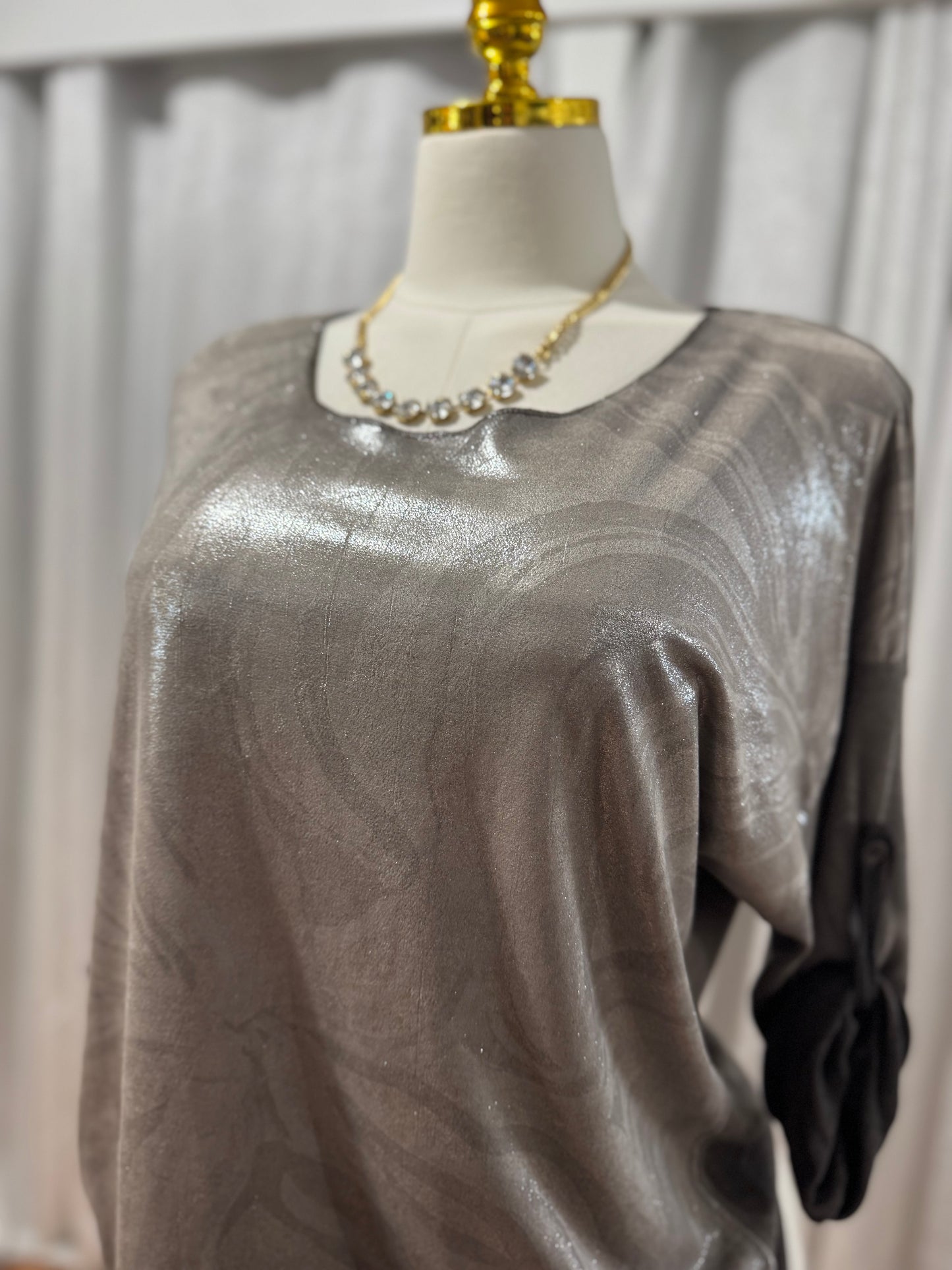 Italian Collection Silver Metallic Animal Print Details