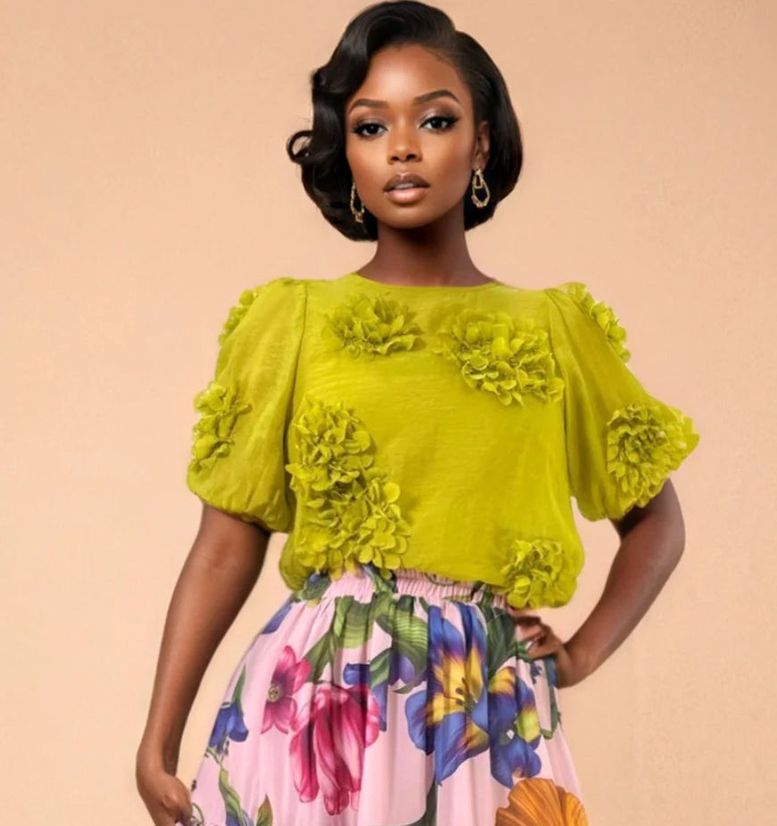 N by Nancy Top with 3D Flowers