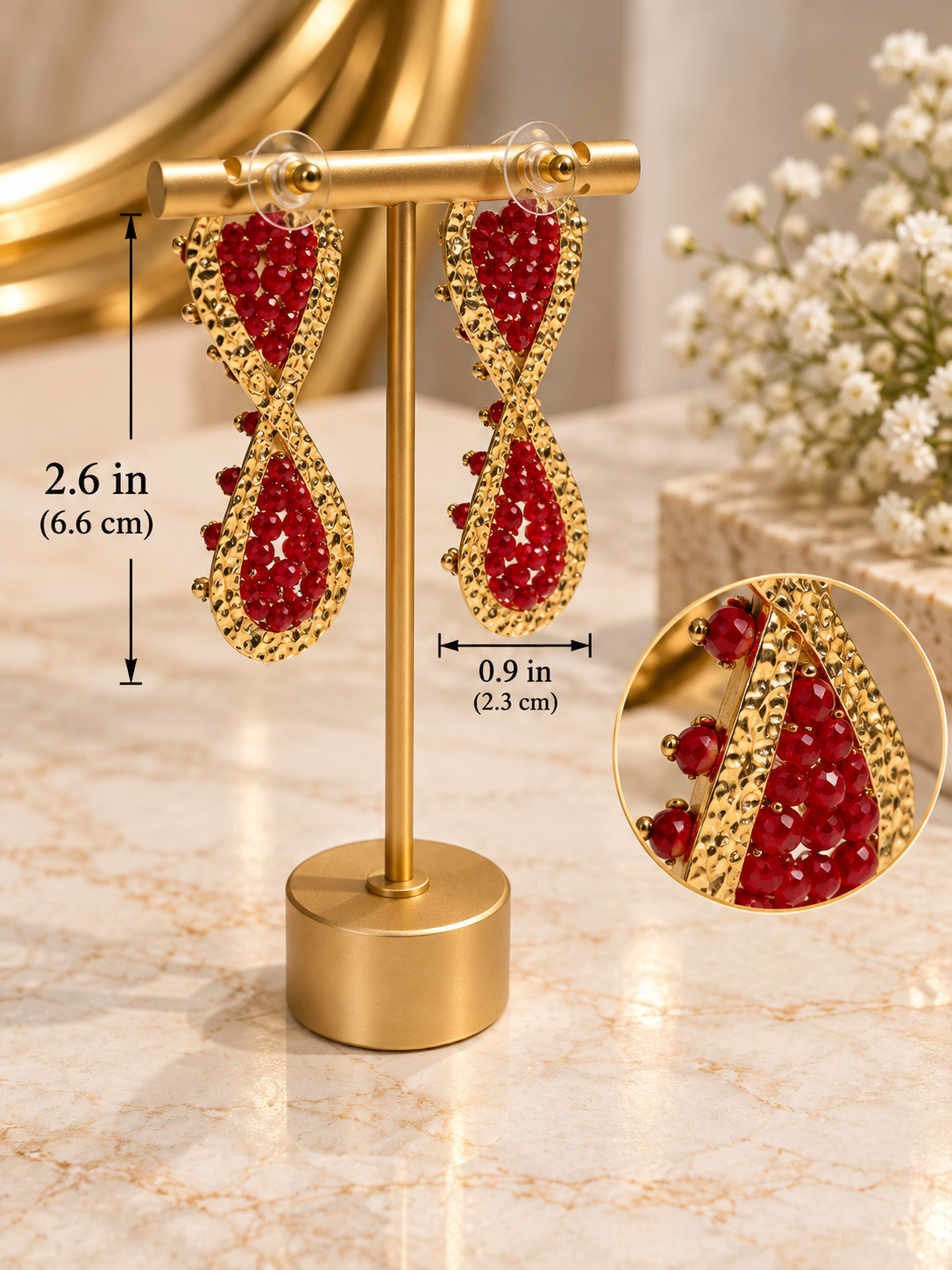 Ruby Red Crystal Statement Earrings