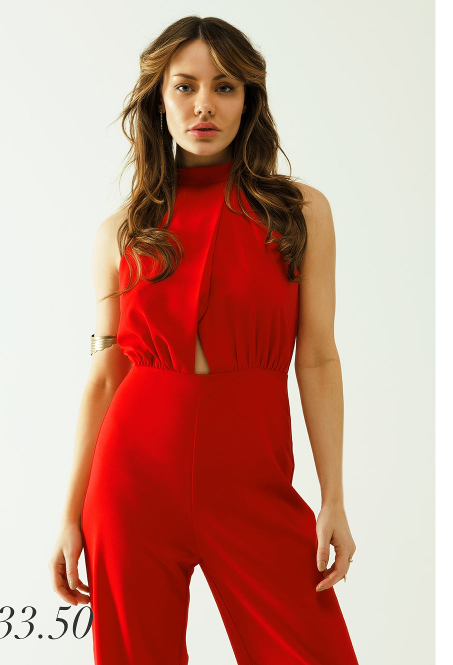 Halter Jumpsuit in Red