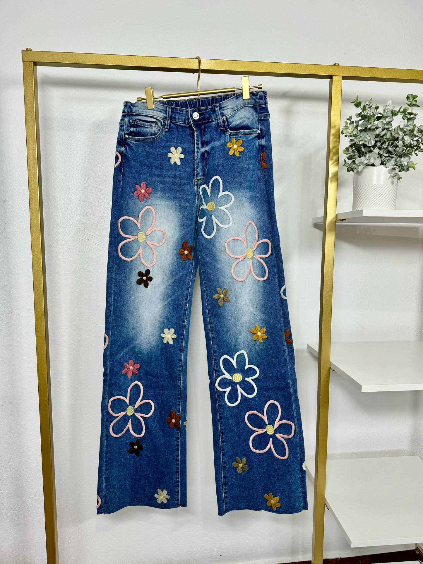 Denim with Floral Embroidery