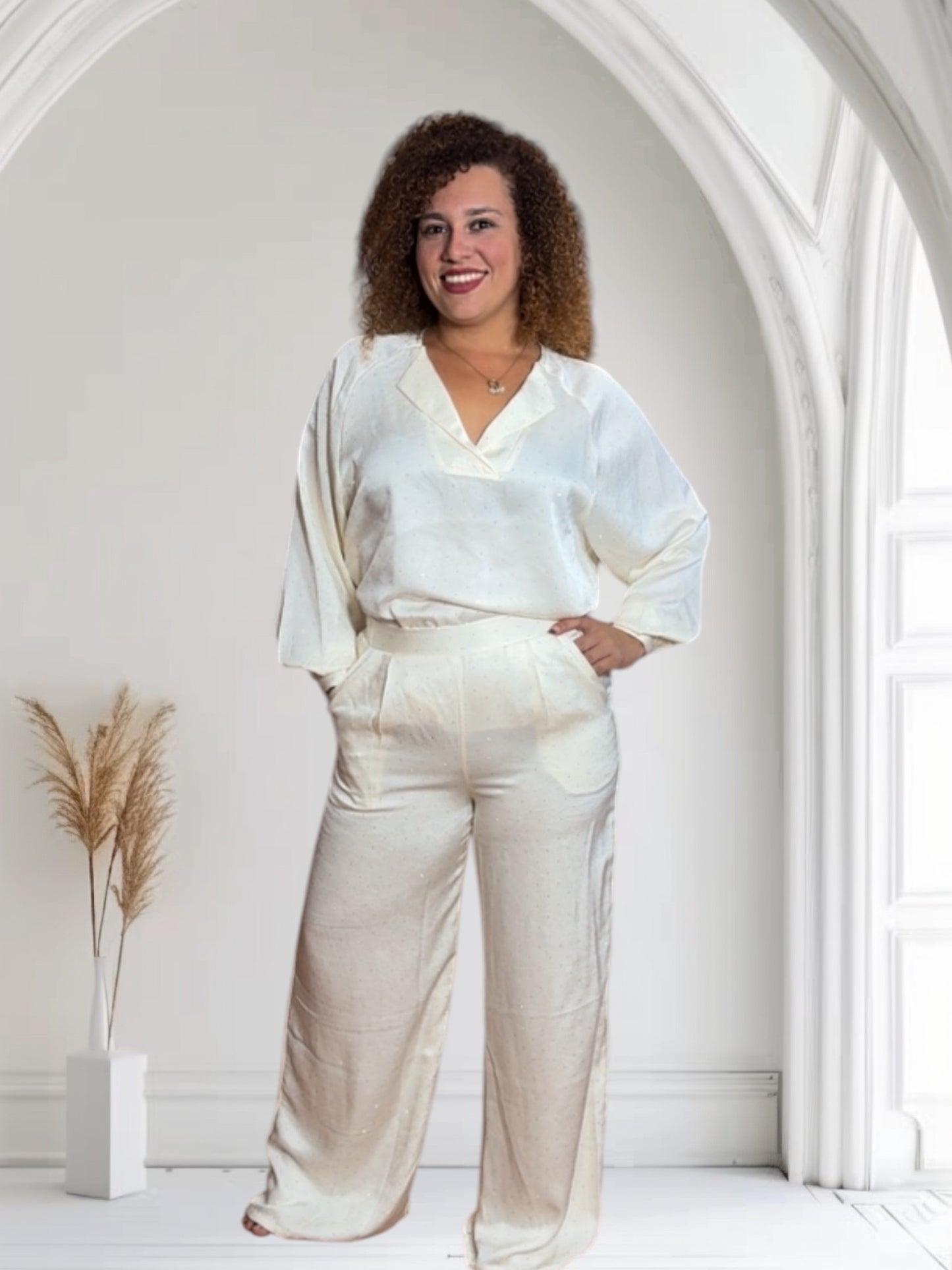Embellished Satin Pants