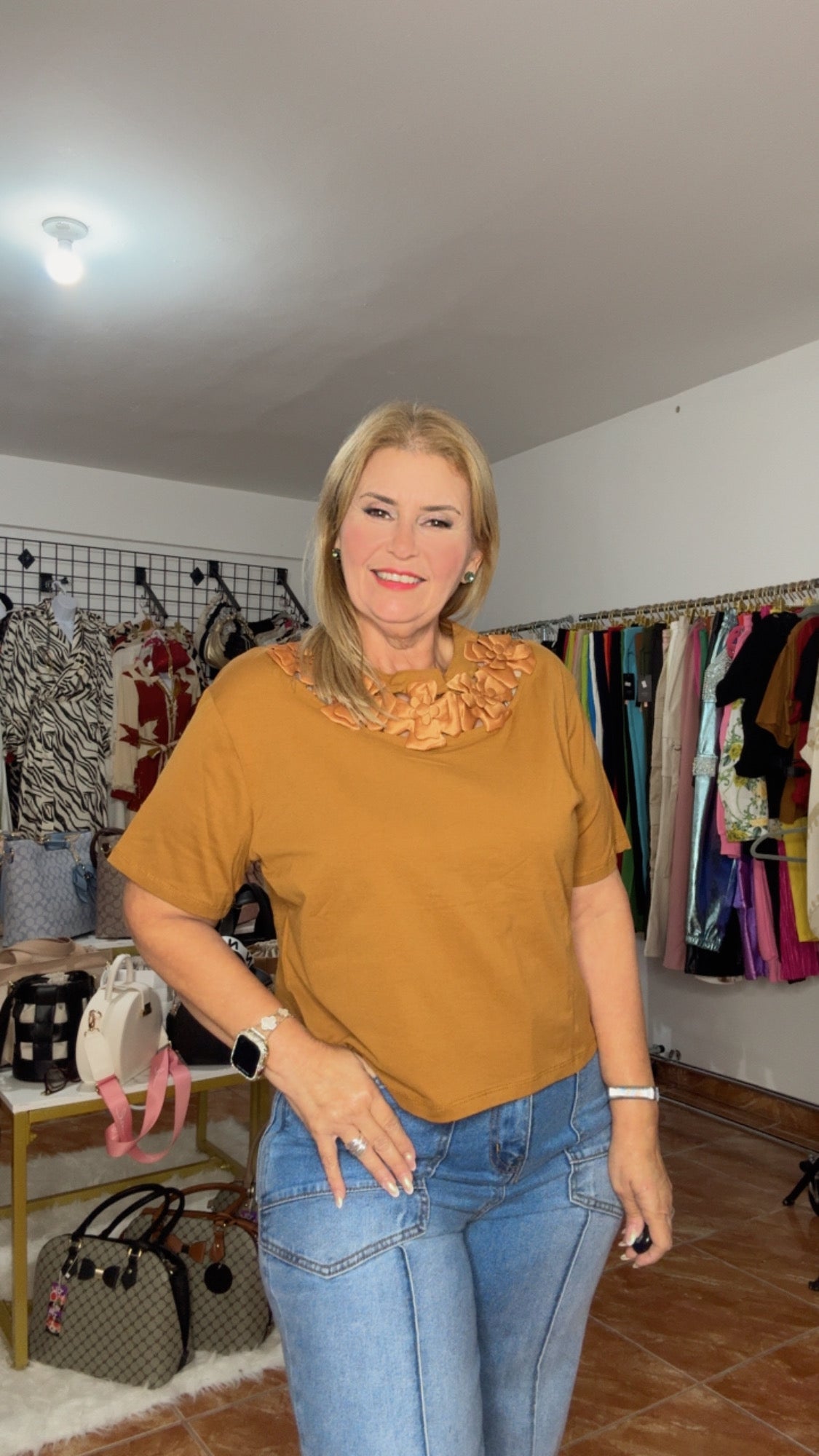 Plus Blouse with 3D Flower accent