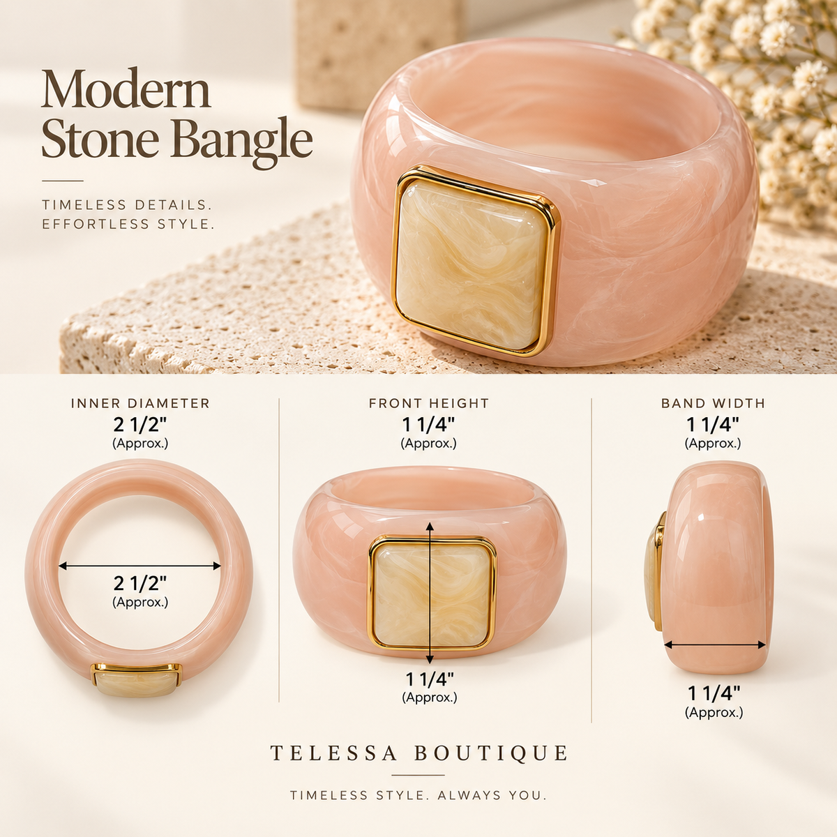 Blush Stone Statement Bangle