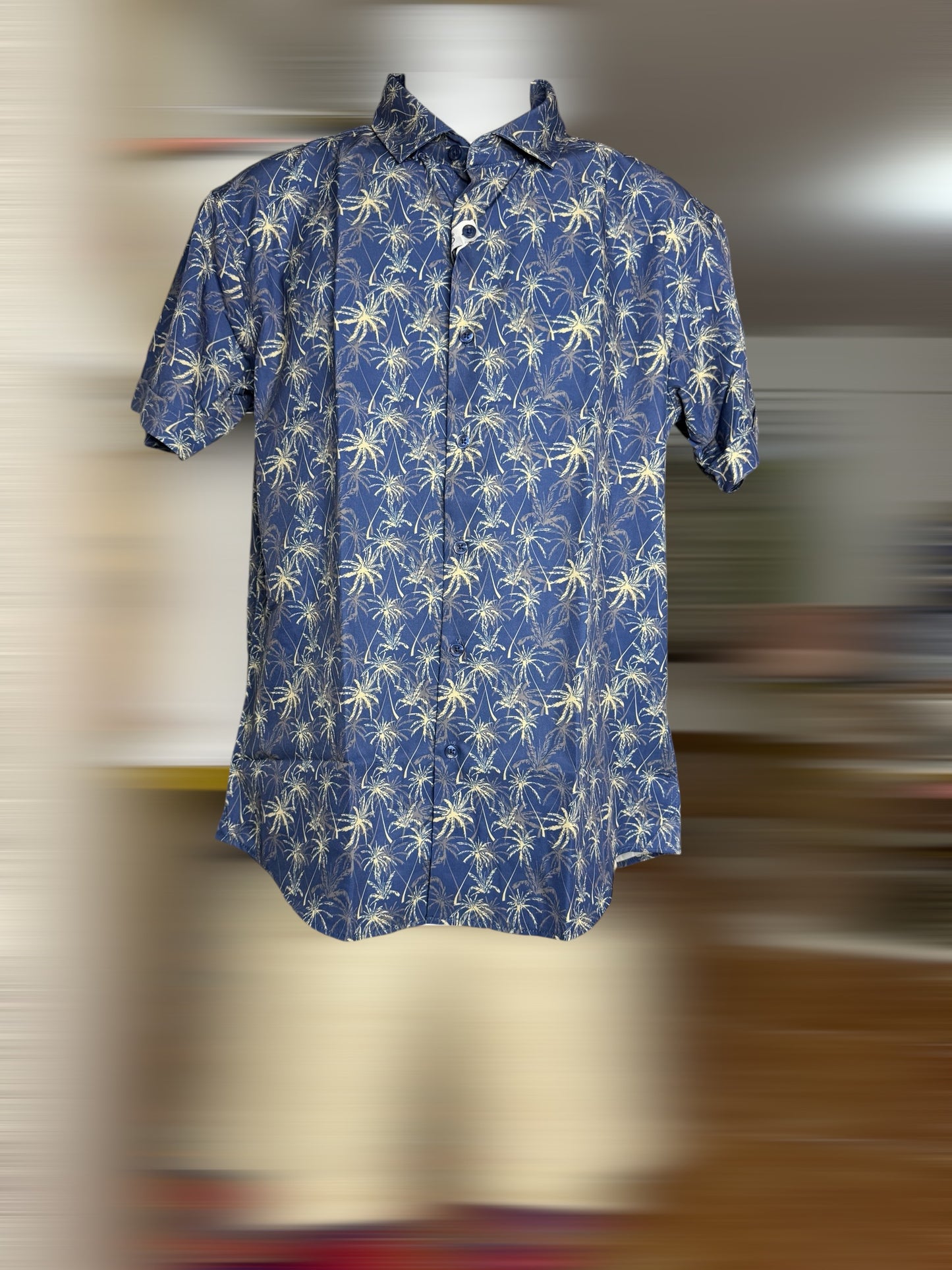 Men's shirt with Blue and beige print