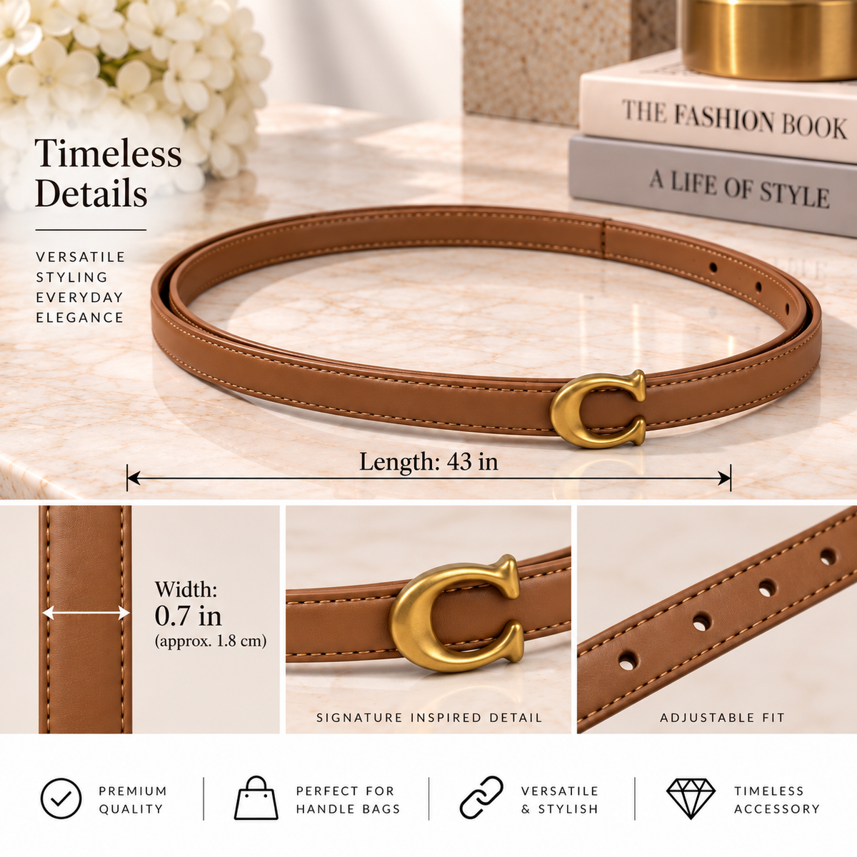 C-Inspired Classic Belt Camel